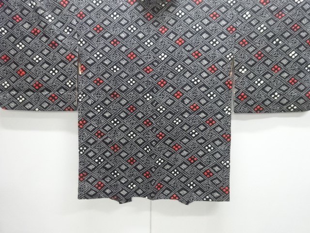 JAPANESE KIMONO / ANTIQUE HAORI / SILK / ALL SHIBORI / MESH PATTERN